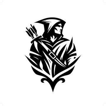 recommend clip art:  robinhood in modern tribal tattoo, abstract line art of people, minimalist contour. Vector
