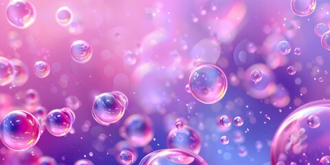 Purple beauty collagen skin serum and vitamin illustration, hyaluronic acid molecules background