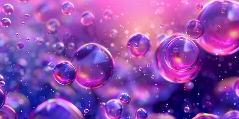 Purple beauty collagen skin serum and vitamin illustration, hyaluronic acid molecules background