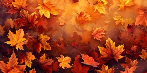 Naklejka na ściany i meble Autumn leaves natural colorful background