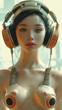  sequence of female statue dolls with avr headsets made with AI