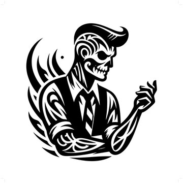 recommend clip art: rock and roll; rockabilly in modern tribal tattoo, abstract line art of people, minimalist contour. Vector