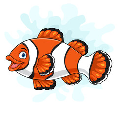 Cartoon clown fish isolated on white background