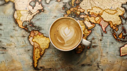 Obraz na płótnie Canvas the concept of International Coffee Day, top view. background for designer for international coffee day. copy space for text