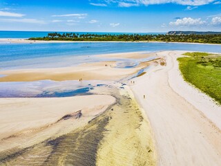 Barra do Camaragibe, Alagoas. Beautiful scenery of the river flowing into the sea