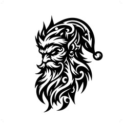 santa in modern tribal tattoo, abstract line art of people, minimalist contour. Vector