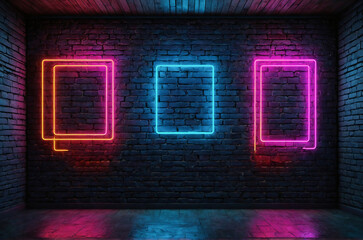 glowing signs on wall neon light with copy space - Powered by Adobe