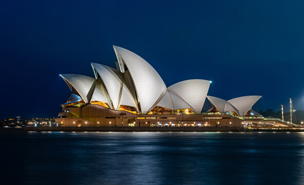 Sydney, New South Wales, Australia; February 29, 2024: Sydney Opera House at night