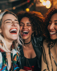 Group of friends celebrating Galentine's Day with laughter and joy