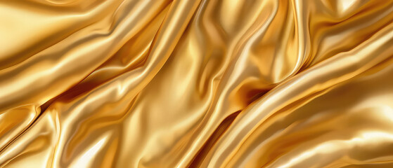 Golden silk fabric texture waving luxuriously