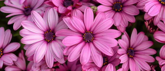 Close-up of vibrant pink daisy flowers in bloom