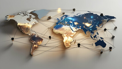 Concept of technological communication network around the world