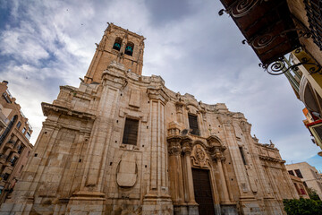 Facade of the church of Saints Justa and Rufina in Orihuela, Alicante, Valencian Community, Spain