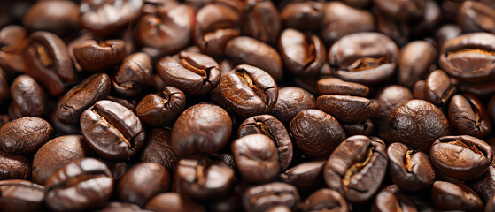 Fototapeta premium Close-up of roasted coffee beans texture