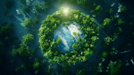 Fototapeta na wymiar Green natural forest aerial view. Environment concept. 