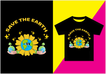 Save the earth t-shirt design, Typography modern T-shirt design for man and women, Modern, Simple, Lettering—vector file, Ready for print.