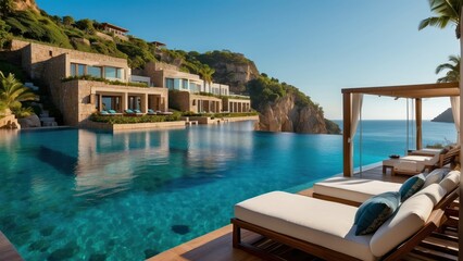 Fototapeta premium Luxurious cliffside villa overlooking the sea