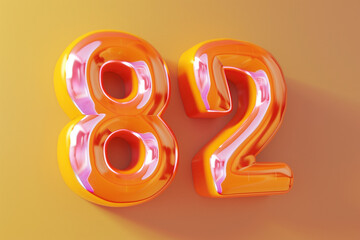 Number 82 in 3d style  - obrazy, fototapety, plakaty