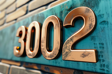Number 3002 in 3d style  - obrazy, fototapety, plakaty