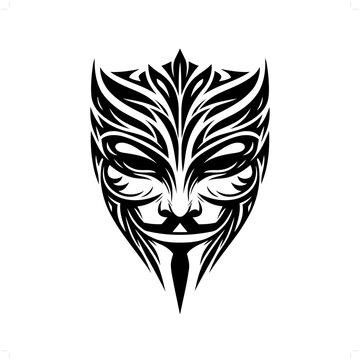 recommend clip art: hacker in modern tribal tattoo, abstract line art of people, minimalist contour. Vector