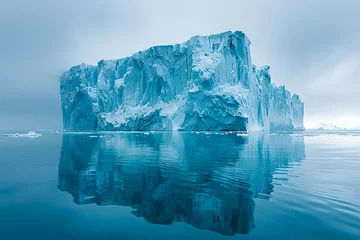 Wandcirkels plexiglas Vanishing beauty: melting icebergs mirrored in arctic waters © João Macedo