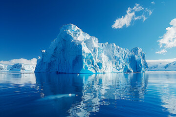 Melting iceberg in pristine blue waters - obrazy, fototapety, plakaty