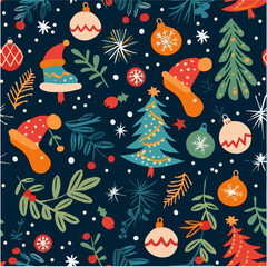 Vector of seamless pattern with christmas festival