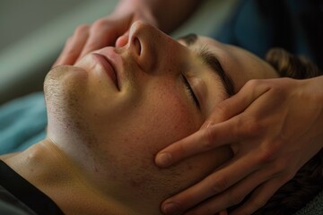 Fototapeta na wymiar Facial Muscle Relaxation Technique in Spa