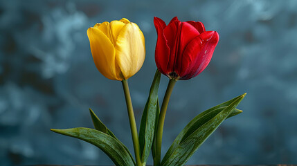 Obraz premium red and yellow tulips