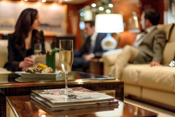 Exclusive Airport Lounge Experience with Business Travelers - obrazy, fototapety, plakaty
