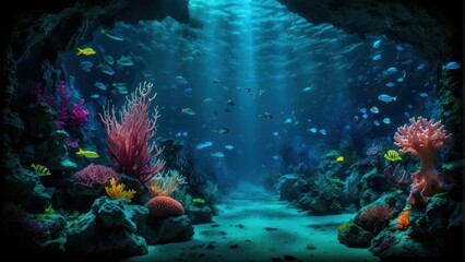 Enchanting Underwater Seascape with Sunlit Coral Reef