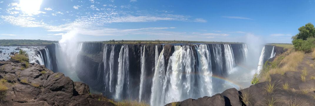 Thundering Victoria Falls on the Zambezi River, Border of Zambia and Zimbabwe