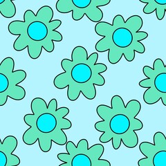 Cartoon retro flower seamless floral pattern for wrapping paper and fabrics and kids clothes print and party