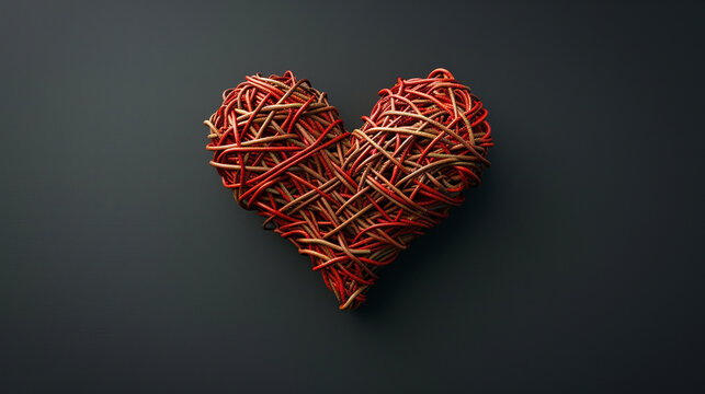 Valentine's day crooked string art red heart 