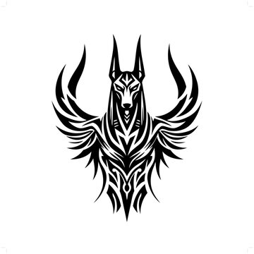 recommend clip art: Anubis in modern tribal tattoo, abstract line art of deity, minimalist contour. Vector