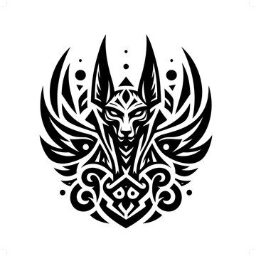 recommend clip art: Anubis in modern tribal tattoo, abstract line art of deity, minimalist contour. Vector