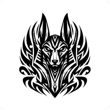 recommend clip art: Anubis in modern tribal tattoo, abstract line art of deity, minimalist contour. Vector