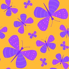 Cartoon summer print animals seamless butterfly pattern for wrapping paper and kids clothes and party accessories