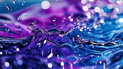 Naklejka na ściany i meble Mesmerizing patterns formed by swirling motion of paint mixing in water hues of blues and purples
