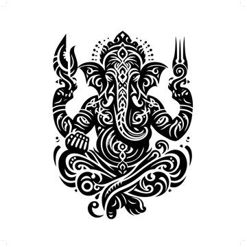 black ganesha sitting pose clip art preview