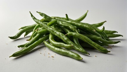 Fototapeta premium Fresh green beans isolated on white background