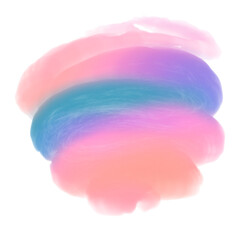 Abstract stroke PNG element with transparent background. Oil acrylic watercolor brush stroke. Purple lavender teal peach pink. Holographic isolated element.