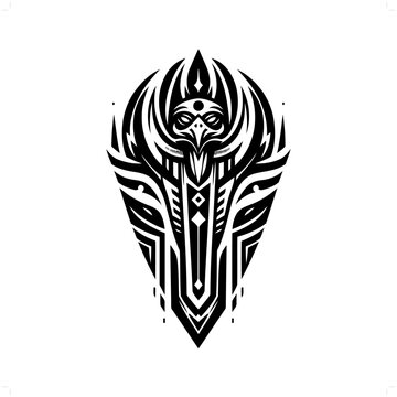 recommend clip art: Horus in modern tribal tattoo, abstract line art of deity, minimalist contour. Vector
