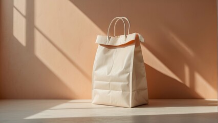 Elegant Paper Shopping Bag in Warm Light