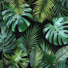 illustration of palm leaves background - obrazy, fototapety, plakaty