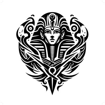 recommend clip art: Osiris in modern tribal tattoo, abstract line art of deity, minimalist contour. Vector