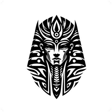 recommend clip art: Osiris in modern tribal tattoo, abstract line art of deity, minimalist contour. Vector