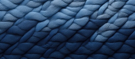 Close up of a blue blanket with intricate braided design