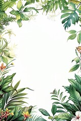 Tropical Frame with Plant Leaves