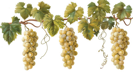 three bunches of white grapes   - obrazy, fototapety, plakaty